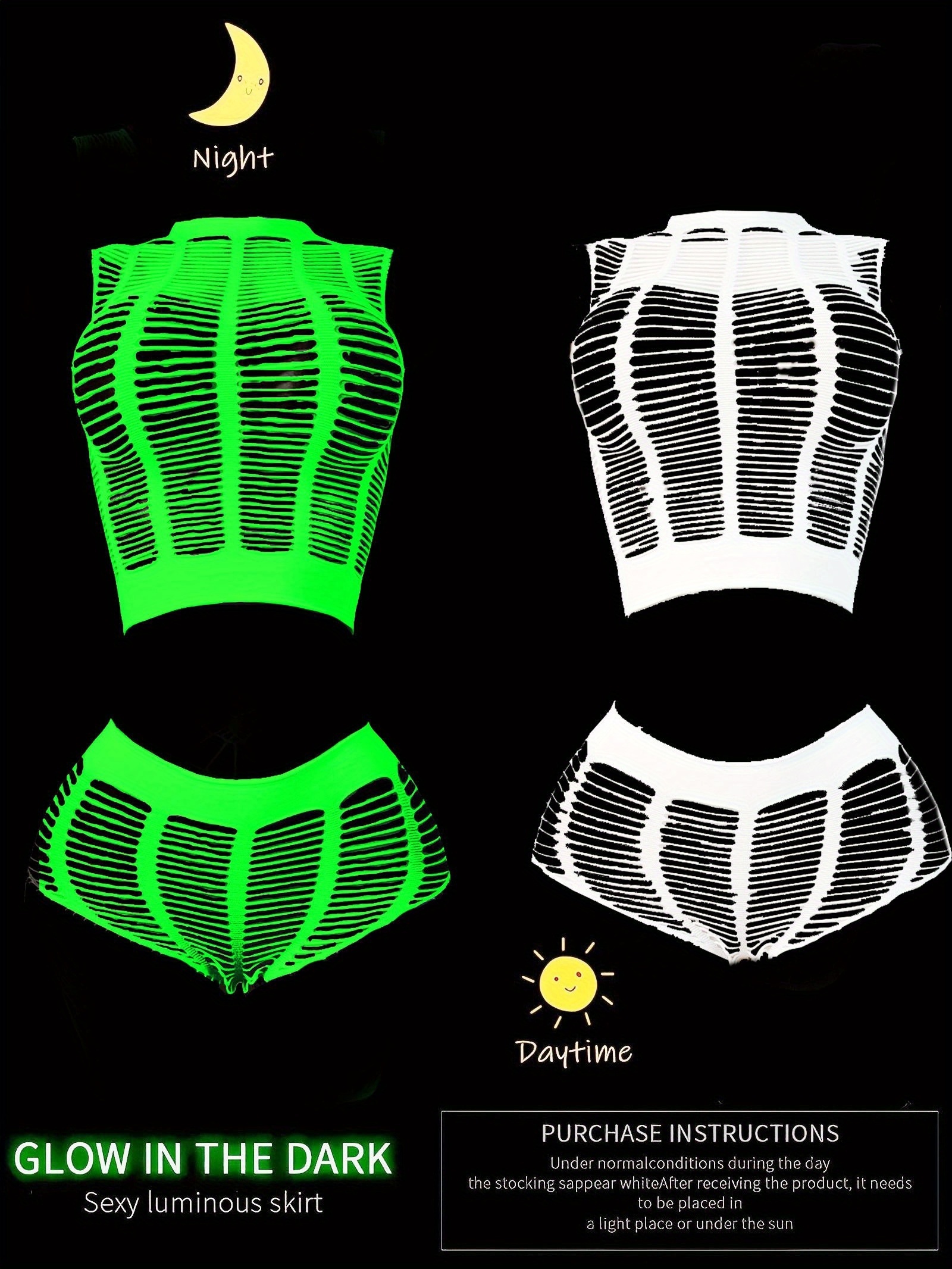 2pcs (Excluding Inner Wear) Women'S Glow-In-The-Dark Sexy Lingerie Set, Suitable for Halloween, Christmas, And Couple'S Holiday Gifts. - Image 2