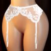 [Sexy Lace Garter] Sexy Lace Garter, Women's White Ultra-Thin Sheer Erotic Non-Slip Clips, Adjustable Thigh-High Stocking Clips, Lingerie Accessories