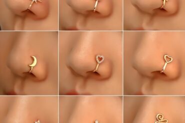 Nose Clip and Stud Set, 10pcs with Copper Synthetic Zirconia, U-Shaped Heart Crown Butterfly Five-Pointed Star Nose Rings