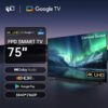 75" 4K UHD Smart TV with Google Play & Google Cast Built-in, HDR 10, Voice Assistant Remote, 4K LED Display, 16:9 Aspect Ratio, 330 Brightness, 60Hz Refresh Rate, Wall-Mountable, 110V/220V, US Plug, No Battery Needed, Google TV, Home Entertainment, Modern Television, Highresolution Display, Home Theater, Sleek Design, Premium Build, Home Users