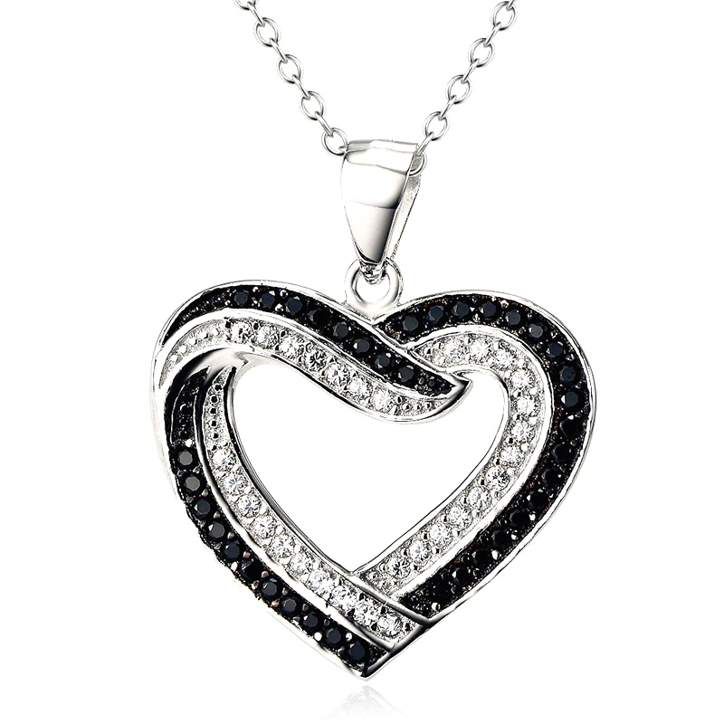 Fashionable Heart-Shaped Necklace in Black And White, For Teenager