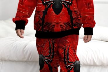 Baby boy hooded sweatshirt set, with cool spider print, is comfortable and relaxing for spring and autumn outings, Perfect for Outdoor