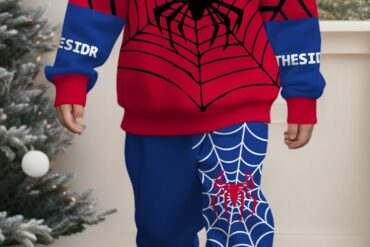 Hooded Sweatshirt Set for Baby Boys, Featuring a Cool Spider Print, Perfect for Comfortable Outdoor Sports And Leisure in Spring And Autumn, for Outdoor