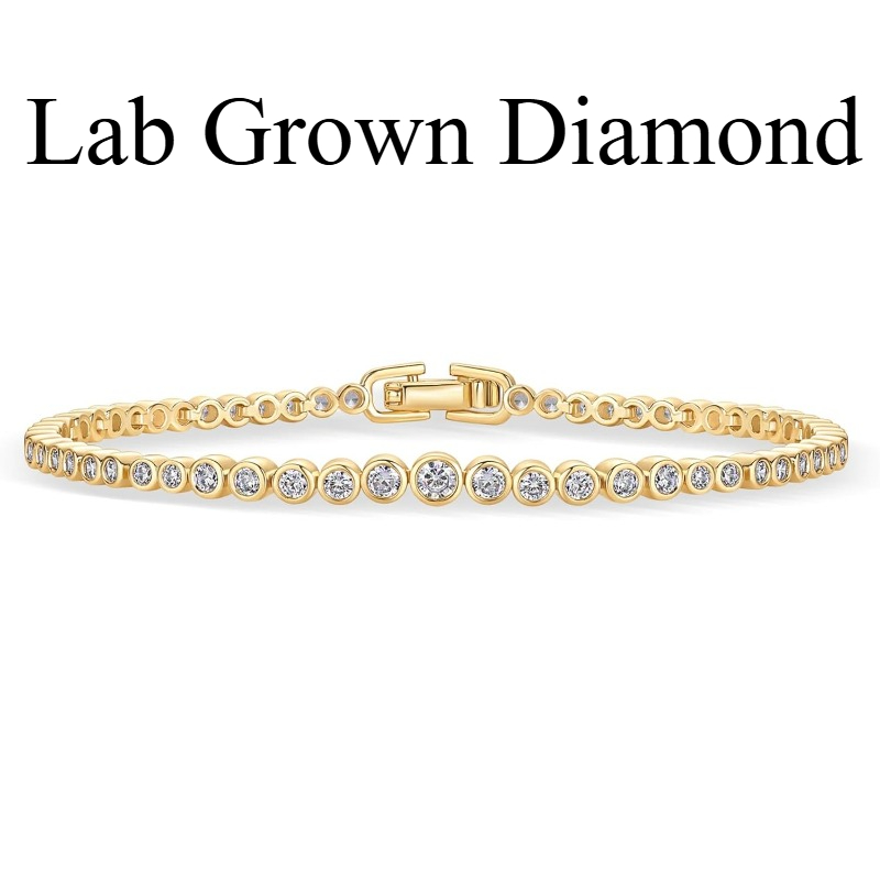 S925 Sterling Silver Tennis Bracelet for Women | Bezel Set with Lab Grown , D Color VVS1, Round Trillion, Trinity, Radiant Pear, Heart Cut Stones | Platinum Plated, Luxury Glitter Style, Ideal for Wedding and Brides, Sizes 6.5/7/7.5in