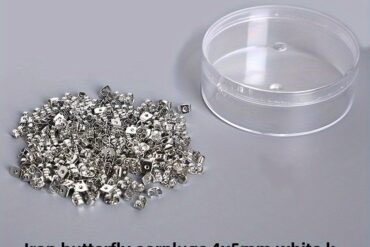 1 Box of Approximately 200 Textured Butterfly-Shaped Silvery Earplugs
