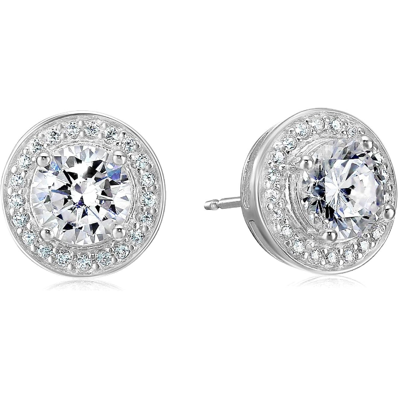 1pair 2pcs S925 Sterling Silver Earrings | Lab Grown D Color VVS1 Classic Halo Stud Earrings with IGI Certificate | Ideal for Graduation, Vacation, Christmas, Mother'S Day, Teacher'S Day | Stylish Jewelry Gift - Image 2