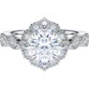 1.5CT Round Cut Genuine Moissanite or Simulated Moissanite Sterling Silver Milgrain Vintage Promise Ring Halo Engagement Ring