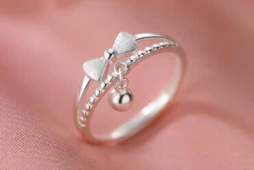 925 Silver Plated Bow Ring | 'Princess on the Run' Small Niche Design Open Ring for Women, Minimalist Band with Luxury Feel, Zinc Alloy, Suitable for Daily and Party Occasions