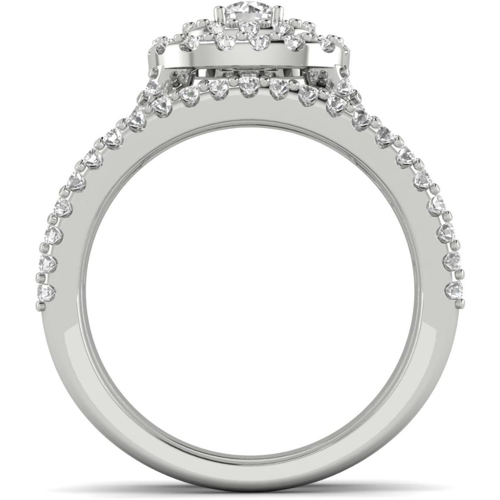 1.5-carat Moissanite Double-layered Round Bezel Ring with 925 Sterling Silvery Setting. Wedding/engaSynthetic Gemstoneent Ring Set, Handcrafted Anniversary Ring, Anniversary Gift, Christmas Gift, Valentine's Day Gift, A Symbol Of Eternal Promise. - Image 4