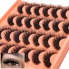 14 Pairs Fluffy False Eyelashes Natural Look Thick Faux Mink Lashes Pack Wispy Strip Fake Eyelashes Cat Eye Lashes Like Extensions Black