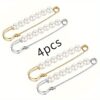 4pcs Faux Pearl Waist Pin Scarf Safety Hijab Clip Shawl Buckle Pin Brooch Sweater Pins Brooches for Women