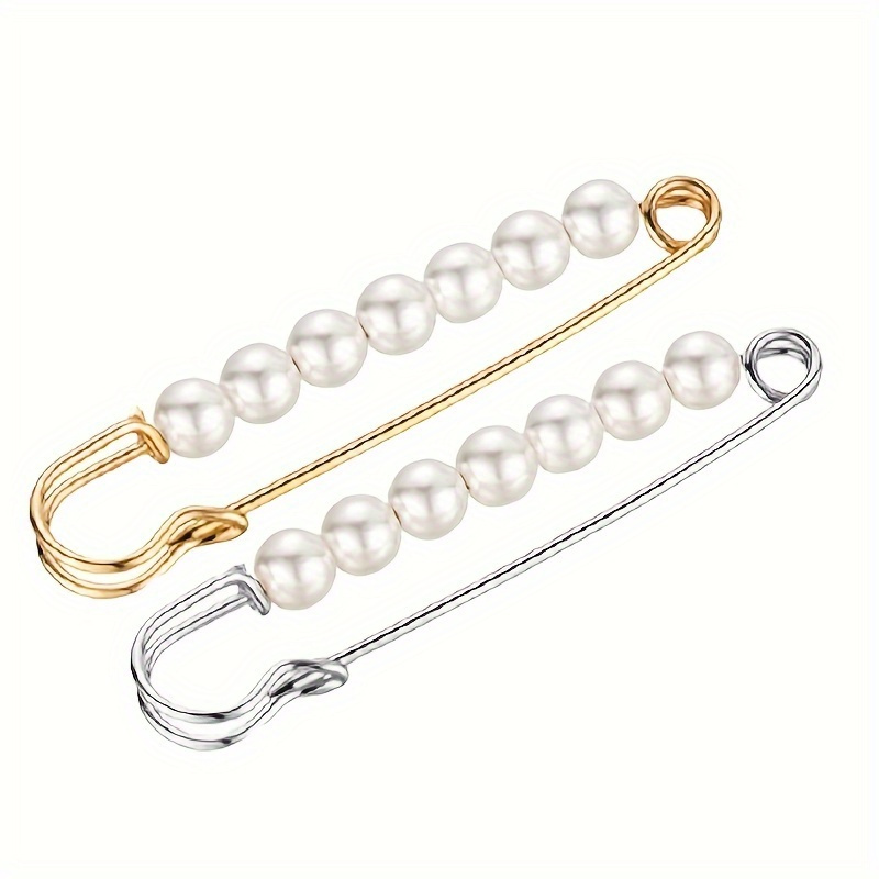 4pcs Faux Pearl Waist Pin Scarf Safety Hijab Clip Shawl Buckle Pin Brooch Sweater Pins Brooches for Women - Image 4