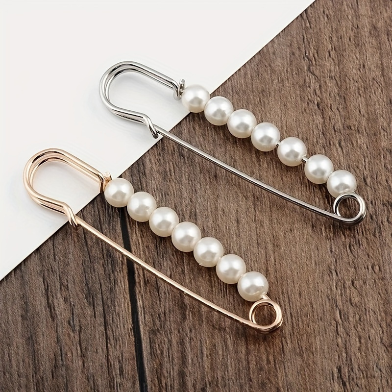 4pcs Faux Pearl Waist Pin Scarf Safety Hijab Clip Shawl Buckle Pin Brooch Sweater Pins Brooches for Women - Image 8