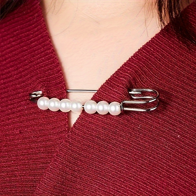 4pcs Faux Pearl Waist Pin Scarf Safety Hijab Clip Shawl Buckle Pin Brooch Sweater Pins Brooches for Women - Image 9