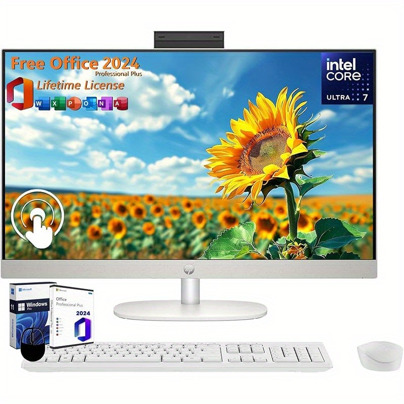 HP All in One Desktop Computer 27 Inch Touchscreen, Intel 12-core Ultra 7 155U(Up to 4.8 GHz), 64 GB DDR5, 2 TB SSD, FHD, Wi-Fi 6, Windows 11 Pro& MS Office Pro 2024 Lifetime License, Accessories, Home Office Computer, Work From Home Setup, Sleek Allinone, Touchscreen Monitor, Highperformance Build, Reliable Hardware, Touchscreen Desktop, Fhd Display, Remote Workers, Professionals - Image 3
