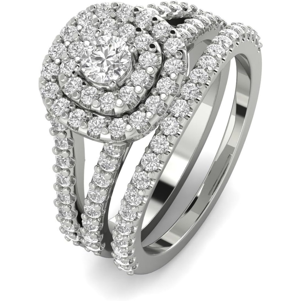 1.5-carat Moissanite Double-layered Round Bezel Ring with 925 Sterling Silvery Setting. Wedding/engaSynthetic Gemstoneent Ring Set, Handcrafted Anniversary Ring, Anniversary Gift, Christmas Gift, Valentine's Day Gift, A Symbol Of Eternal Promise. - Image 2