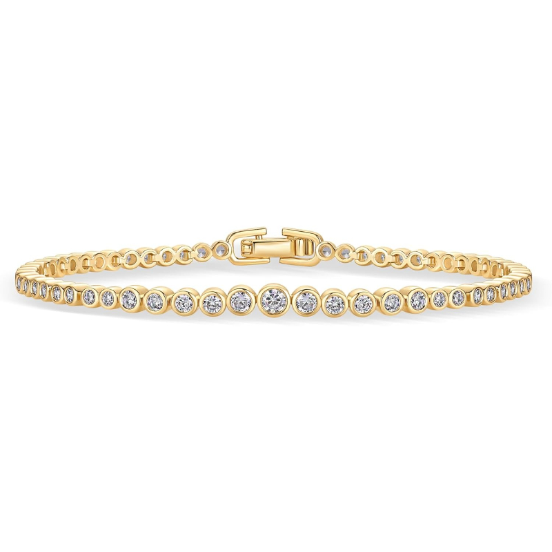 S925 Sterling Silver Tennis Bracelet for Women | Bezel Set with Lab Grown , D Color VVS1, Round Trillion, Trinity, Radiant Pear, Heart Cut Stones | Platinum Plated, Luxury Glitter Style, Ideal for Wedding and Brides, Sizes 6.5/7/7.5in - Image 3