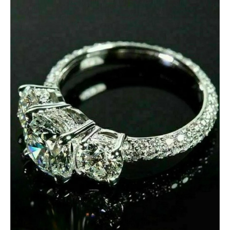 1pc S925 Silver Ring with 3-Carat Moissanite | Suitable for Daily Parties, Birthdays, and Anniversaries, 18K Golden Plated, Chunky Style - Image 4