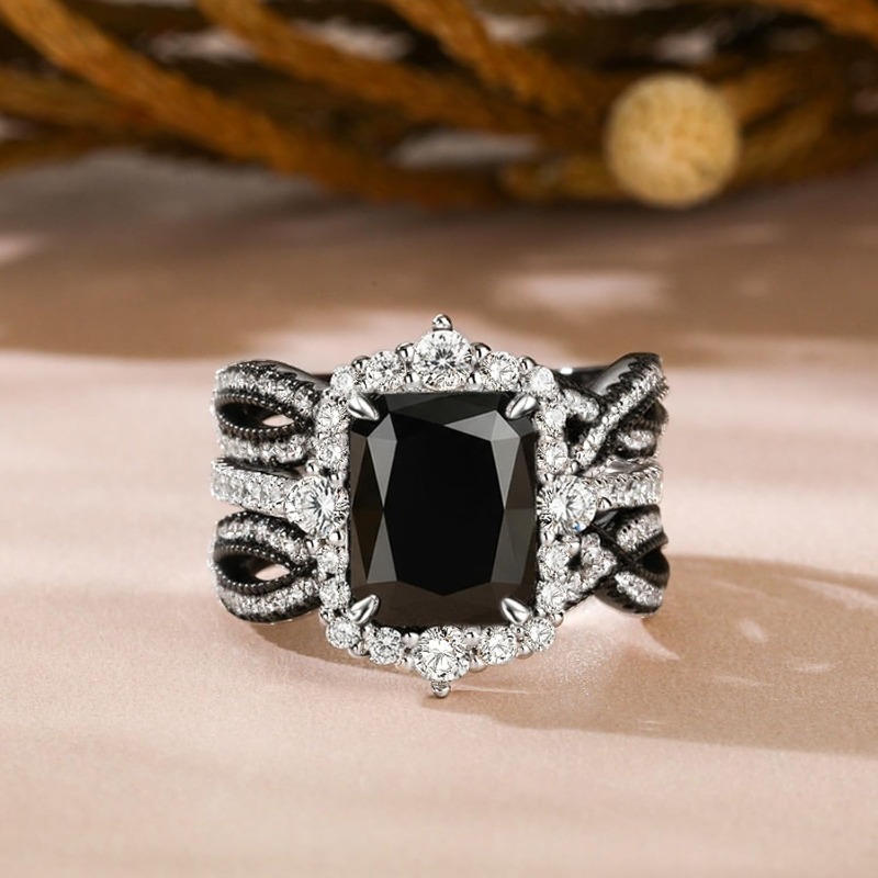 1pc S925 Silver Set Ring with 4-Carat Moissanite | Elegant and Luxurious, Perfect Gift for Daily Parties, Birthdays, Anniversaries, Friends, Family, Couples | 18K Golden Plated - Image 2