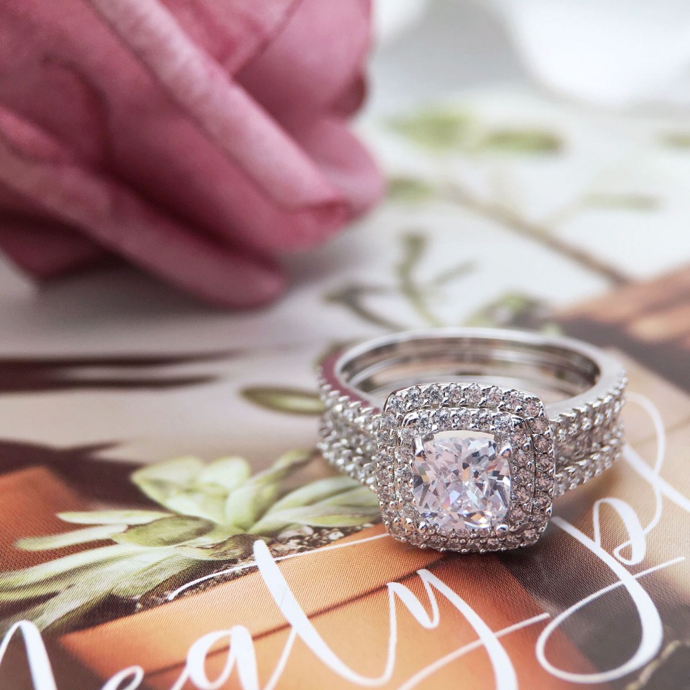 Elegant S925 Pure Silvery Princess Fang Mo Sang Moissanite Women's Ring Engagement Ring Promise Ring Handmade, Wedding Jewelry, Anniversary Gift, Luxury Ring, Minimalist Jewelry, Highquality Gemstone, Handmade Jewelry, Fashion Ring, Statement Ring, Gift For Her - Image 2