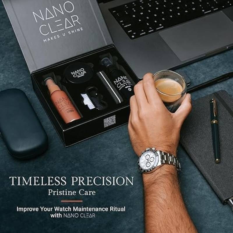 Watch Cleaner Scratch Remover 2.1. Watch Cleaner Solution, 2oz. Watch Renewal. Watch Polish, Microfiber Cloth, Matte Sponge, Cleaning Brush u2013 Watch Cleaning Kit Kit Accessories - Image 5