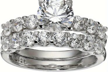 925 Sterling Silver Infinite Elements Cubic Zirconia Round Cut Ring Set - Vintage Luxury Wedding & Party Jewelry, 18K Golden Plated, Summer Occasion, Football Season, Elegant Design for Women, Wedding Jewelry|Vintage Style|Durable Jewelry