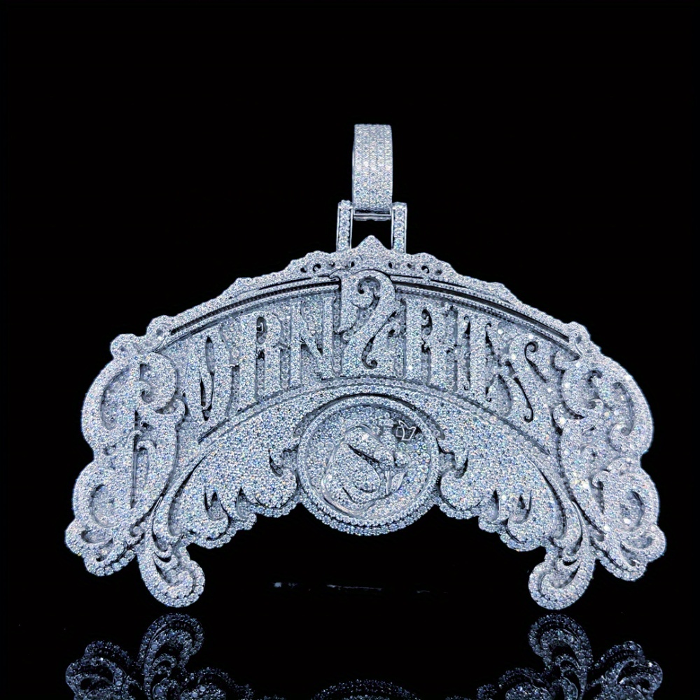 925 Silver Inlaid Full Moissanite Letter Name Fashion Pendant Necklace Men'S Street Trend Necklace Holiday Gifts Birthday Party Gifts Best Gifts for Boyfriends Daily Wear - Image 2