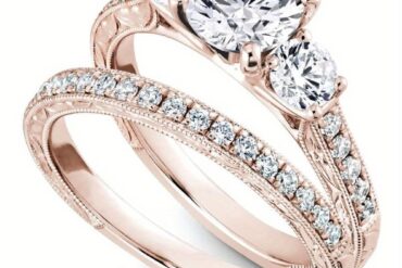 Moissanite Engagement Rings Set 925 Sterling Silver White Golden/ Yellow Golden/ Rose Golden Wedding Rings Bridal Rings Set for Women, D Color VVS1 Round Cut Bridal Sets for Women