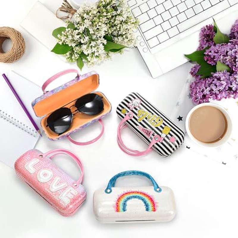 Eyeglass Case for and Women, Hard Shell with Handle, Sparkle Glitter, Protective, Suitable for Makeup Storage - Image 7