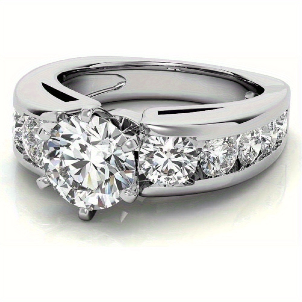 Nitya Jewels 10 CT Round Cut Colorless Moissanite Engagement Ring Wedding Bridal Ring Moissanite Ring Anniversary Solitaire Halo Accented Promise Antique Golden Silvery Ring - Image 5