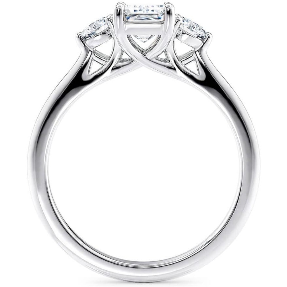 Engagement Ring 1CT/2CT 3 Stone Emerald Cut Moissanite Engagement Rings for Women S925 Sterling Silver Free Engraving - Image 4