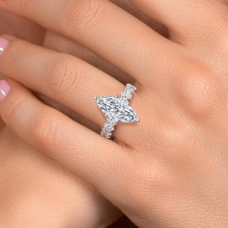 1pc 3-Carat Moissanite Ring | Elegant 925 Silver with Plating, Luxurious Birthday and Christmas Gift, Suitable for All Seasons and Gift-Giving Occasions - Image 4