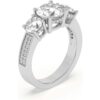 Silver 925 Setting 1-6 Carat Round Four-Prong Setting Triple-Stone Moissanite Ring Engagement/Anniversary/Wedding Ring Women'S Promise Ring Wedding Christmas Gift Birthday Gift Valentine'S Day Gift Love Lasts Forever