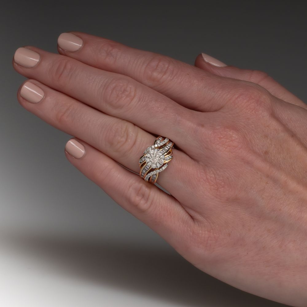 Luxury Wedding EngaSynthetic Gemstoneent Lover's Ring Women's Eternal Ring Synthetic White Cubic Synthetic Zirconia Flower Cross Ring for Women Elegant Golden Color Jewelry for Casual Attire, Parties & Special Occasions, Wedding Accessories, Party - Image 6