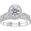 Newshe Jewellery Moissanite Wedding Sets for Women 925 Silver Bridal Set Oval Engagement Ring Sets Promise Eternity Size 5-10