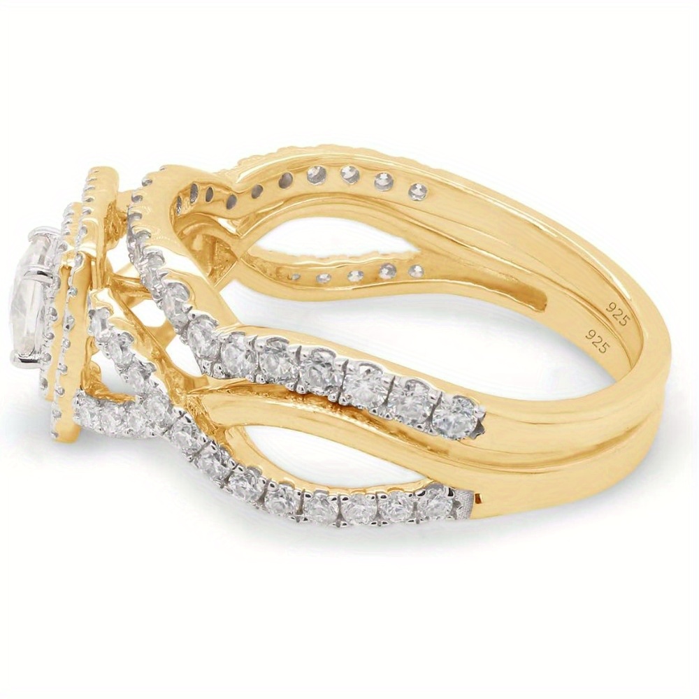 925 Silvery 0.90 Carat Princess & Round Cut Lab Moissanite Infinity Double Halo Engagement Bridal Ring Set In Christmas Gifts, Halloween Jewelry, Best Gifts for Good Friends, Holiday Gifts, Romantic Presents, Infinity Design, Elegant Jewelry, Highquality Plating, Labcreated Gemstone, Moissanite Ring, Halo Ring, Engaged Couples, Jewelry Lovers - Image 13