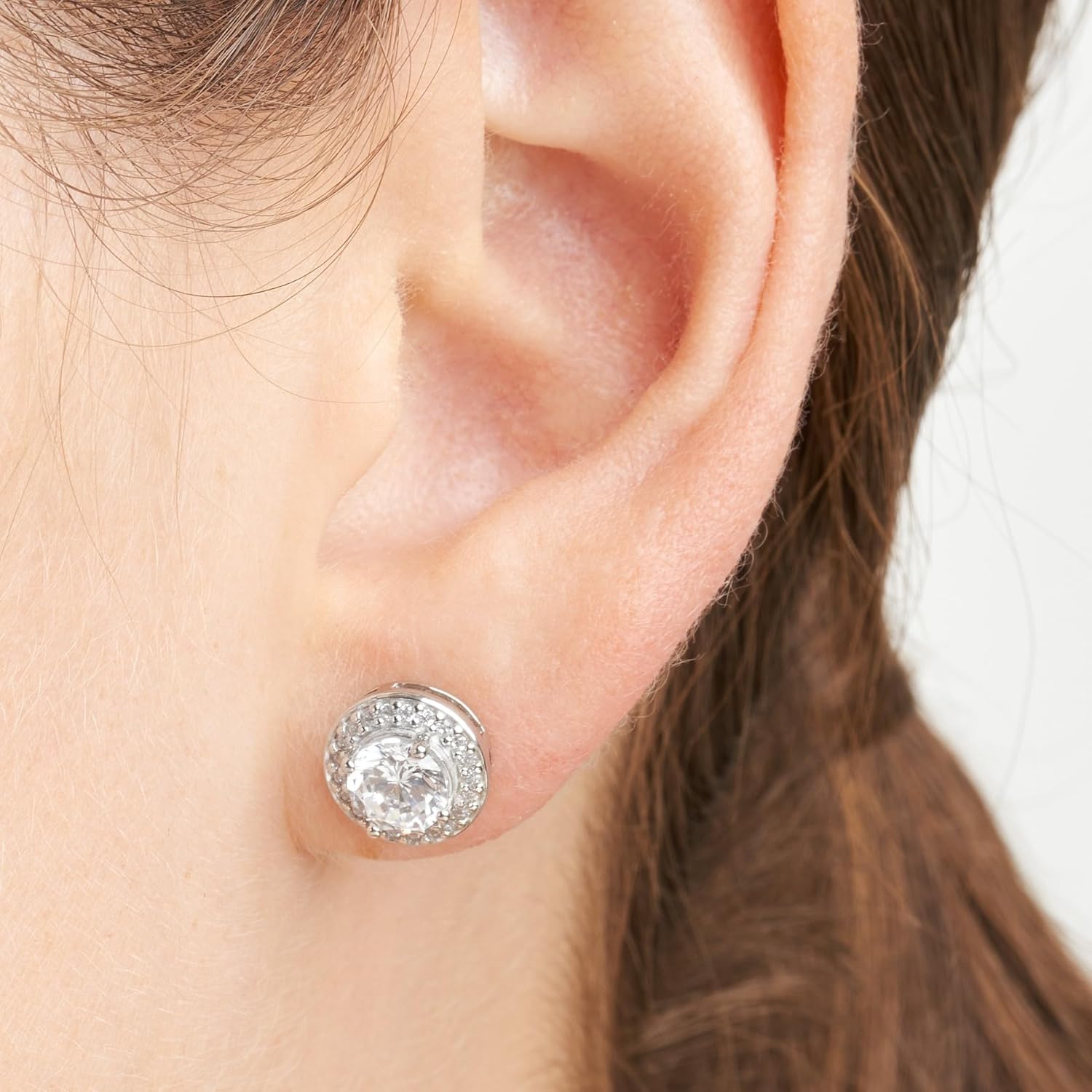 1pair 2pcs S925 Sterling Silver Earrings | Lab Grown D Color VVS1 Classic Halo Stud Earrings with IGI Certificate | Ideal for Graduation, Vacation, Christmas, Mother'S Day, Teacher'S Day | Stylish Jewelry Gift - Image 4