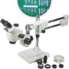 Swift S7 3.5X - 90X Professional Simul - Focal Trinocular Stereo Zoom Microscope with WH10x Eyepieces, 0.7X - 4.5X Objective, 144 LED Ring Light, Double Arm Boom Stand, Includes 0.5X and 2.0X Barlow Lens