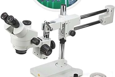 Swift S7 3.5X - 90X Professional Simul - Focal Trinocular Stereo Zoom Microscope with WH10x Eyepieces, 0.7X - 4.5X Objective, 144 LED Ring Light, Double Arm Boom Stand, Includes 0.5X and 2.0X Barlow Lens