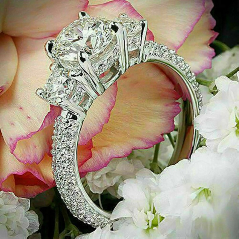 1pc S925 Silver Ring with 3-Carat Moissanite | Suitable for Daily Parties, Birthdays, and Anniversaries, 18K Golden Plated, Chunky Style - Image 3