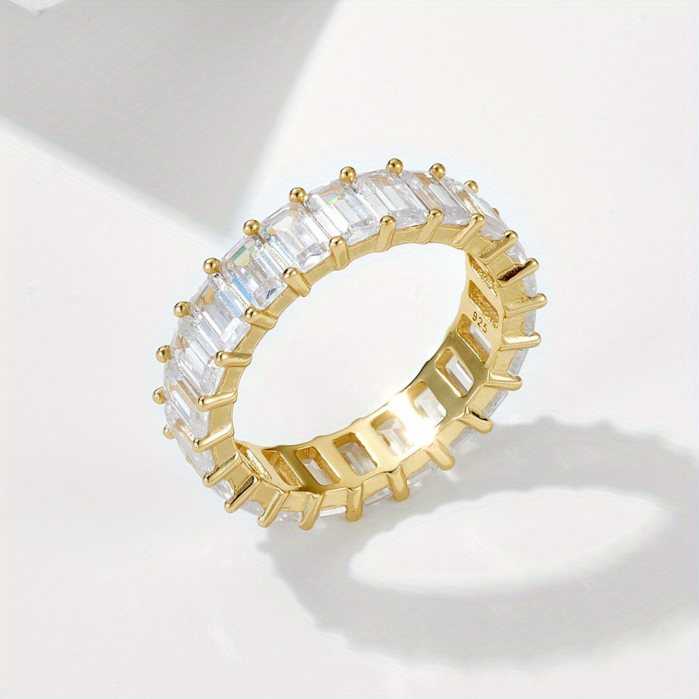 Personalized Hip Hop Rectangular Color Zirconia Sterling Silver Ring Hipster Hiphop Hot Ring Jewelry - Image 3