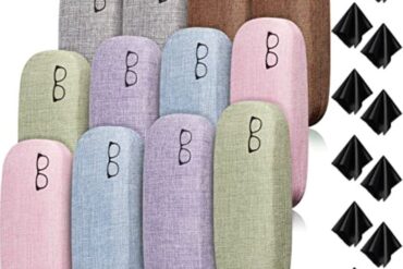 24pcs Bulk Pack Heavy-Duty Hard Eyeglass Case Set with Cleaning Cloth - Metal & Glasses Protector Case, 6 Colors (//Cyan///) + 12 Cloth Pack - Spring-Action Cover for Fashion Glasses, Reading Glasses