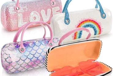 Eyeglass Case for and Women, Hard Shell with Handle, Sparkle Glitter, Protective, Suitable for Makeup Storage