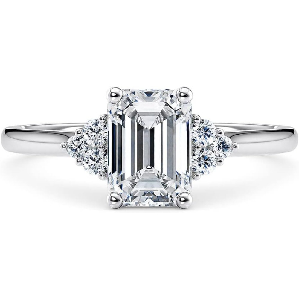 Engagement Ring 1CT/2CT 3 Stone Emerald Cut Moissanite Engagement Rings for Women S925 Sterling Silver Free Engraving - Image 9