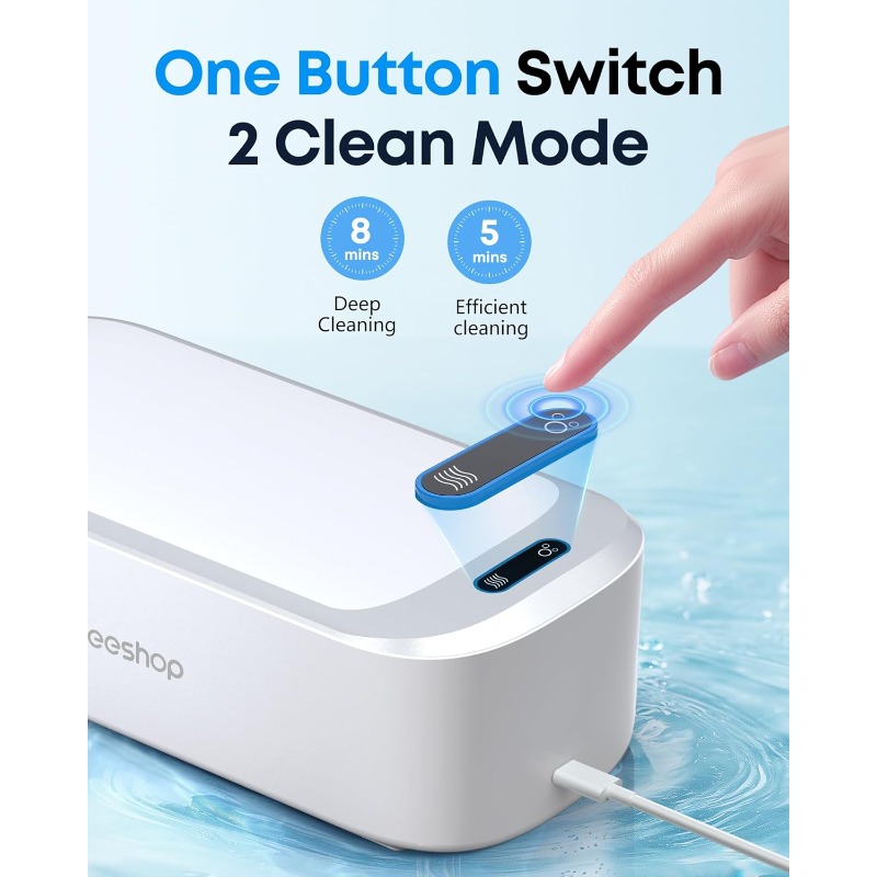Professional Soundwave technology Jewelry Cleaner 19oz 48Khz Ring Cleaner Soundwave technology Machine with Degas Function 30W Sonic Cleaner for Jewelry Eyeglasses Necklaces Retainers Dentures Watch Strap White - Image 4