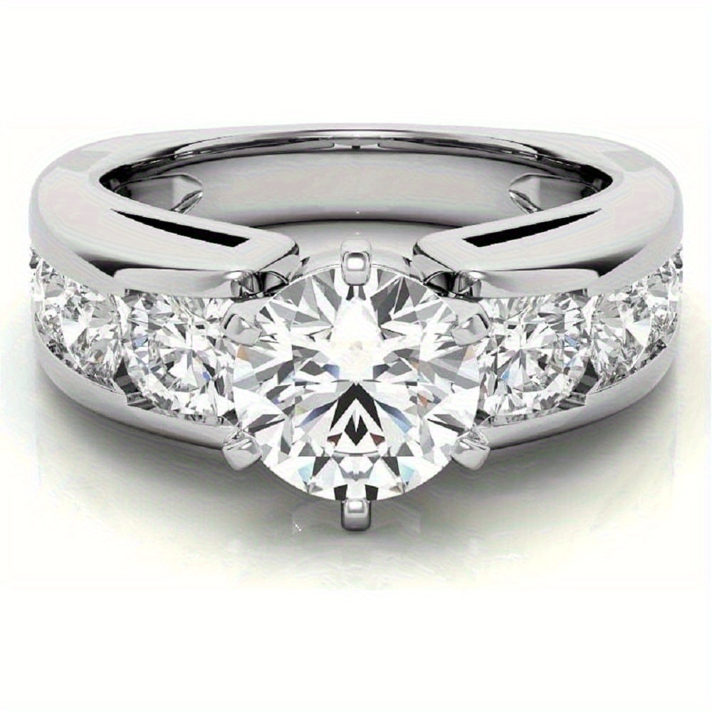 Nitya Jewels 10 CT Round Cut Colorless Moissanite Engagement Ring Wedding Bridal Ring Moissanite Ring Anniversary Solitaire Halo Accented Promise Antique Golden Silvery Ring - Image 3