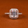 2.50 CT Emerald Cut Lab Halo Engagement Ring | , 14K Golden Plated, Elegant and Easy Style, Suitable for All Seasons and Gift-giving Occasions