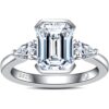 AnuClub Moissanite Engagement Rings 3.6cttw D Color VVS1 925 Sterling Silver Emerald Cut 3 Stones Pear Cut Side Stone Promise Wedding Rings for Women with Certificate Size 7.5