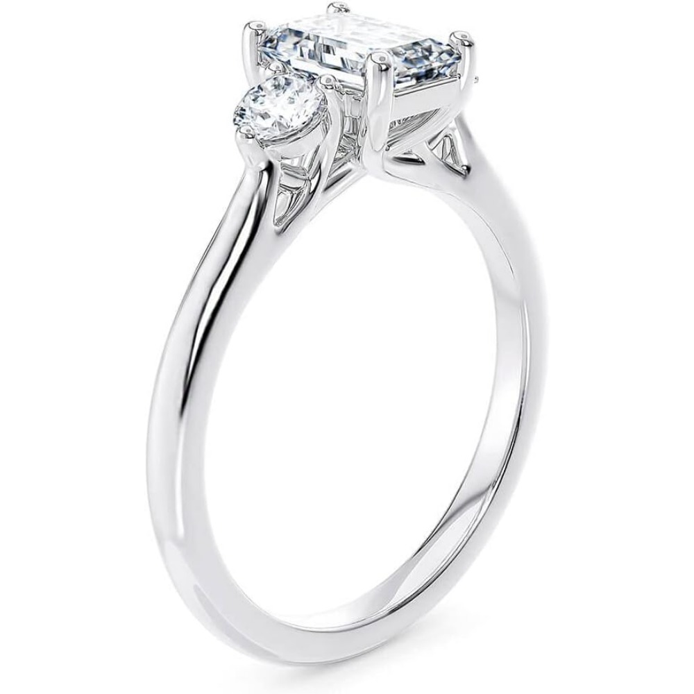 Engagement Ring 1CT/2CT 3 Stone Emerald Cut Moissanite Engagement Rings for Women S925 Sterling Silver Free Engraving - Image 2