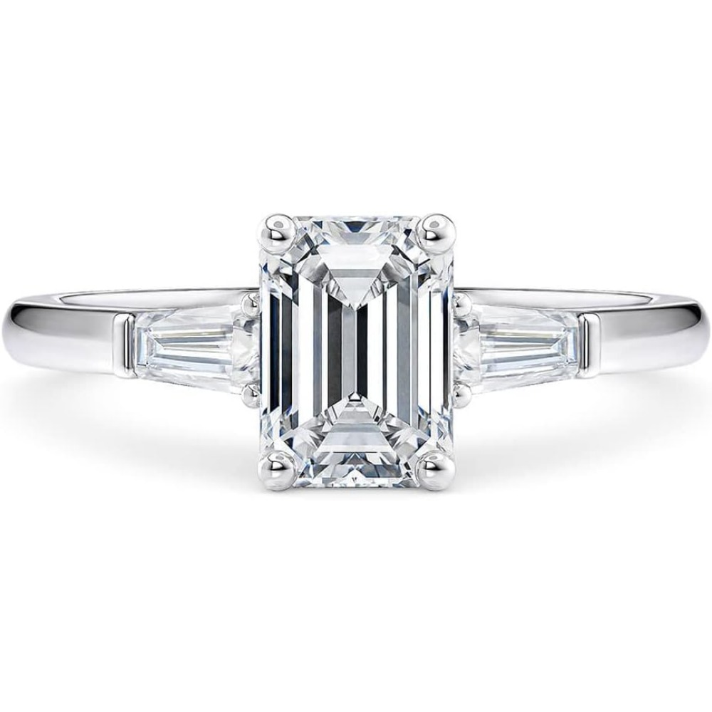Engagement Ring 1CT/2CT 3 Stone Emerald Cut Moissanite Engagement Rings for Women S925 Sterling Silver Free Engraving - Image 7